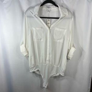 NWT Express Portofino Slim Fit Long Sleeve Body Suit - Size Large